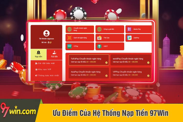 Ưu Điểm Của Hệ Thống Nạp Tiền 97Win